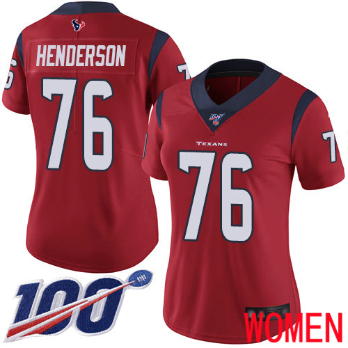 Houston Texans Limited Red Women Seantrel Henderson Alternate Jersey NFL Football #76 100th Season Vapor Untouchable